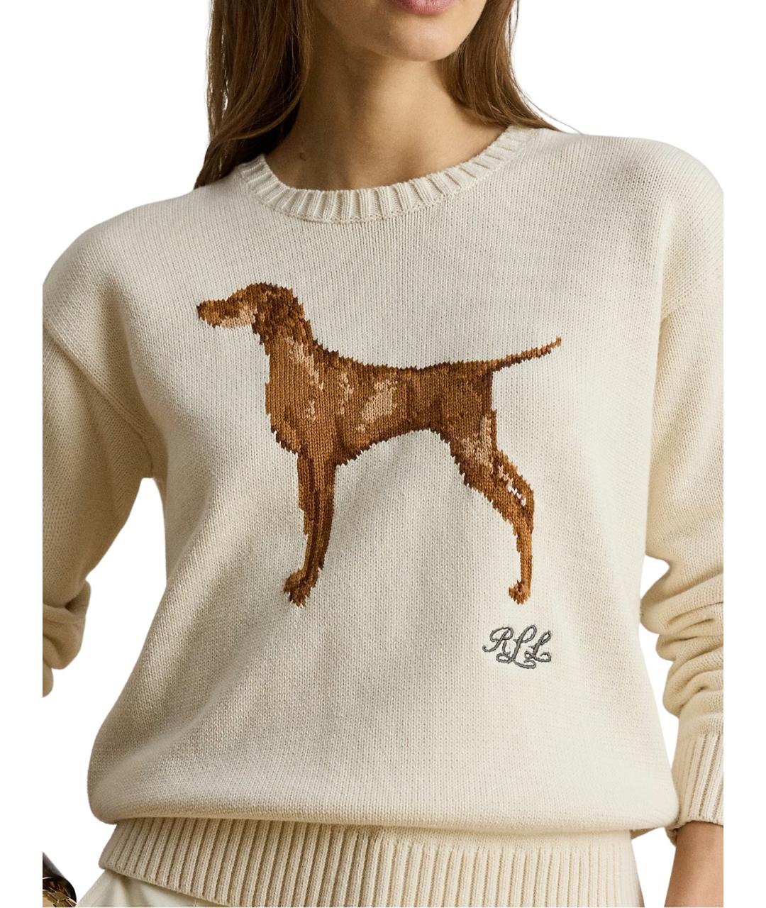 RALPH LAUREN Бежевый хлопковый джемпер / свитер, фото 2