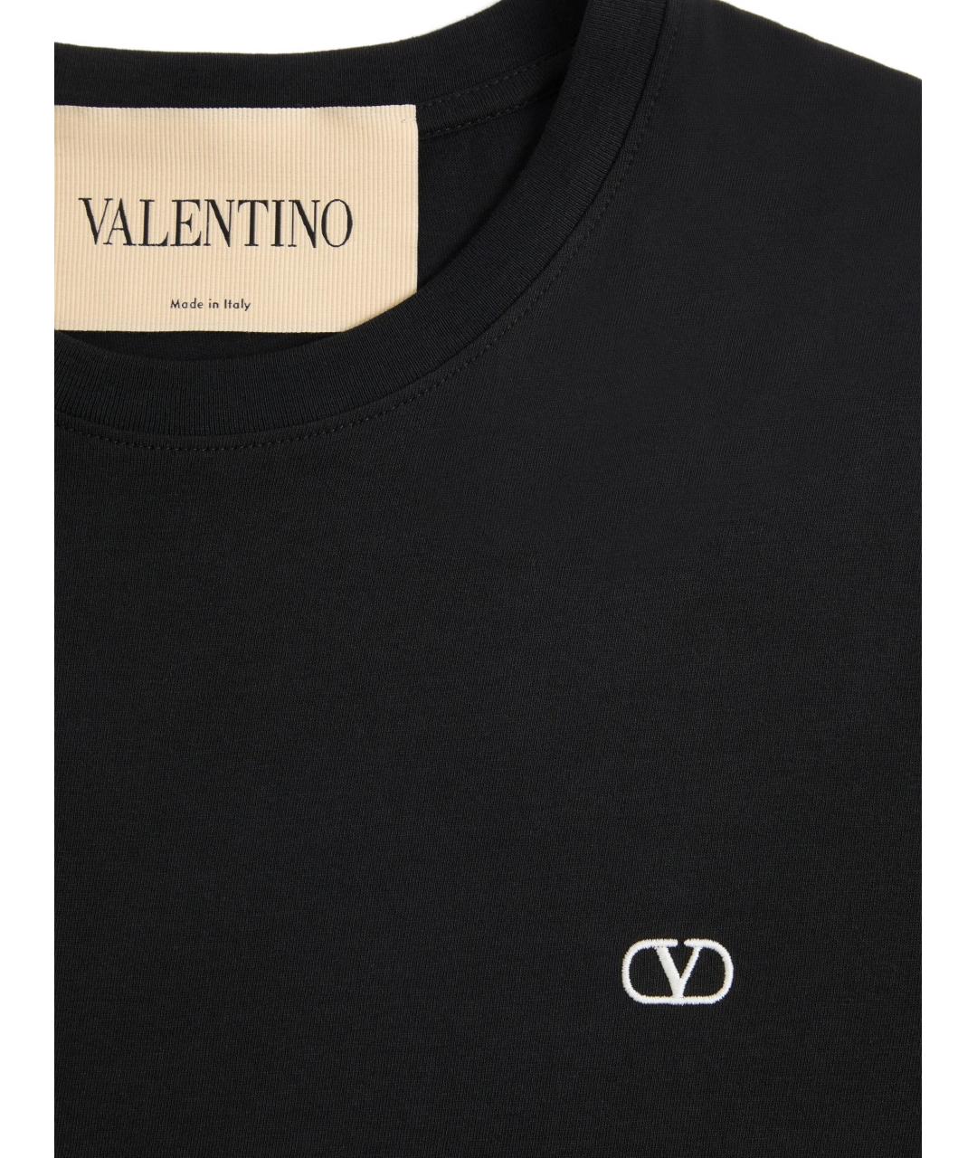 VALENTINO Черная хлопковая футболка, фото 4