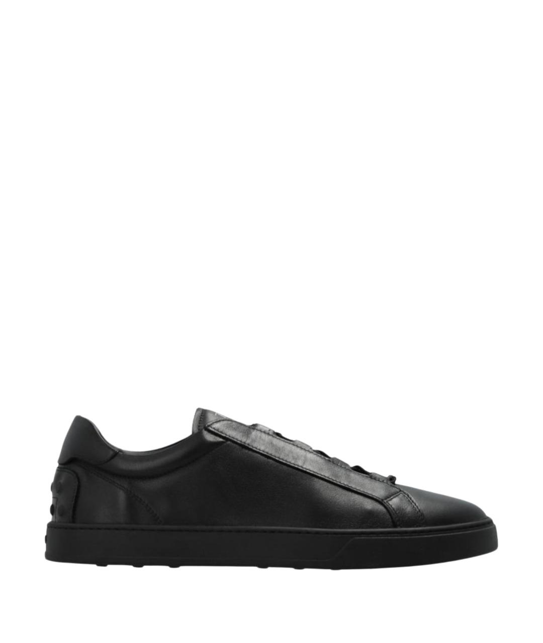 TOD'S Черные кожаные низкие кроссовки / кеды, фото 1