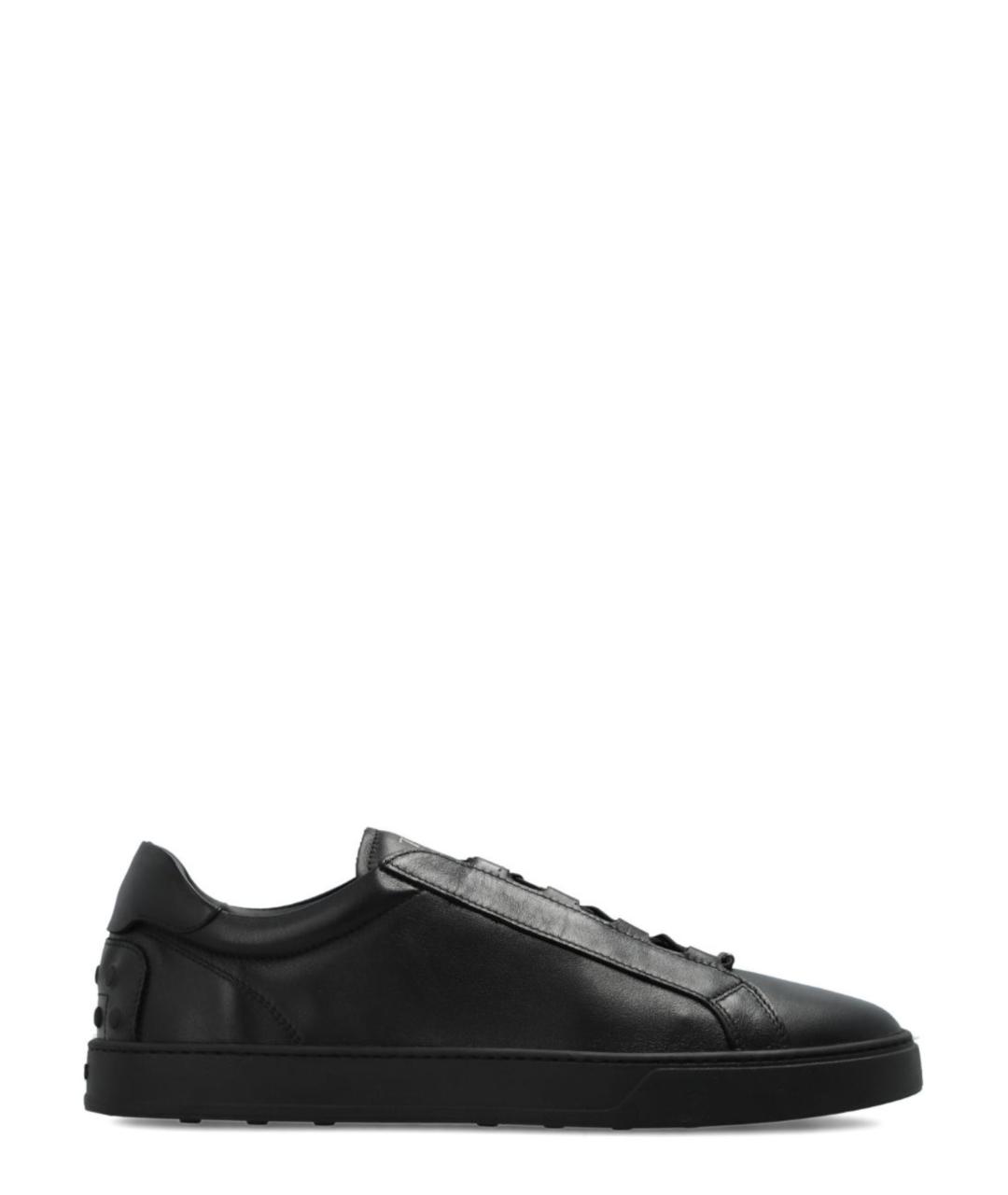 TOD'S Черные кожаные низкие кроссовки / кеды, фото 7