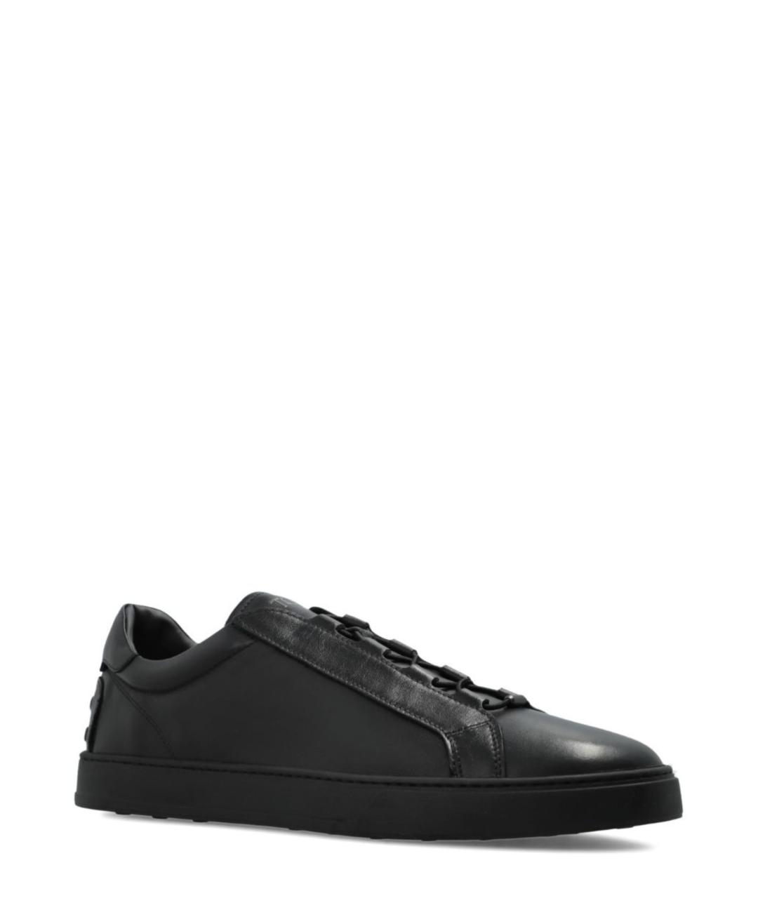 TOD'S Черные кожаные низкие кроссовки / кеды, фото 3