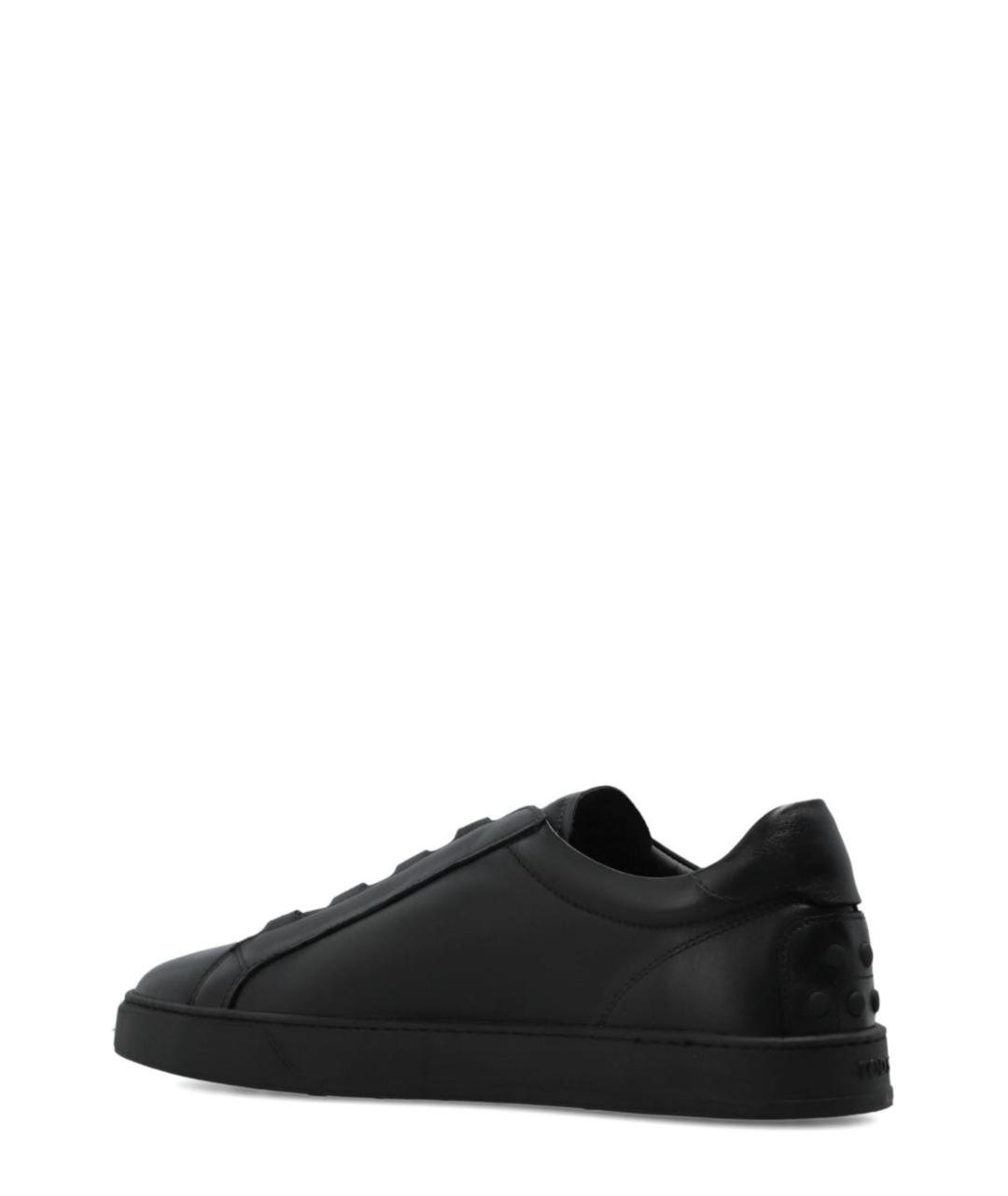 TOD'S Черные кожаные низкие кроссовки / кеды, фото 4