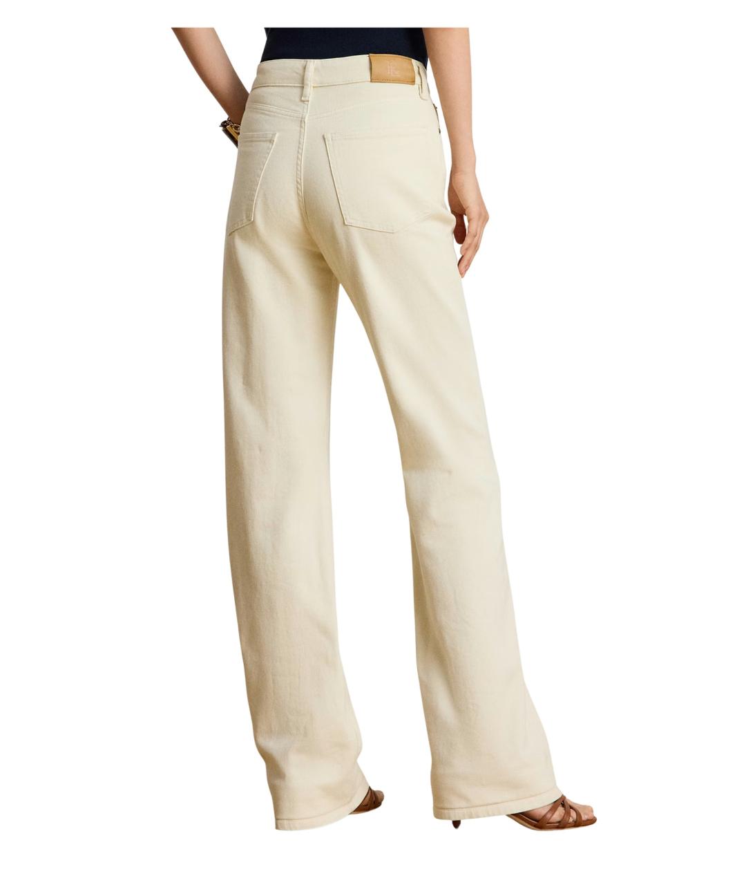 RALPH LAUREN Бежевые хлопковые прямые брюки, фото 3