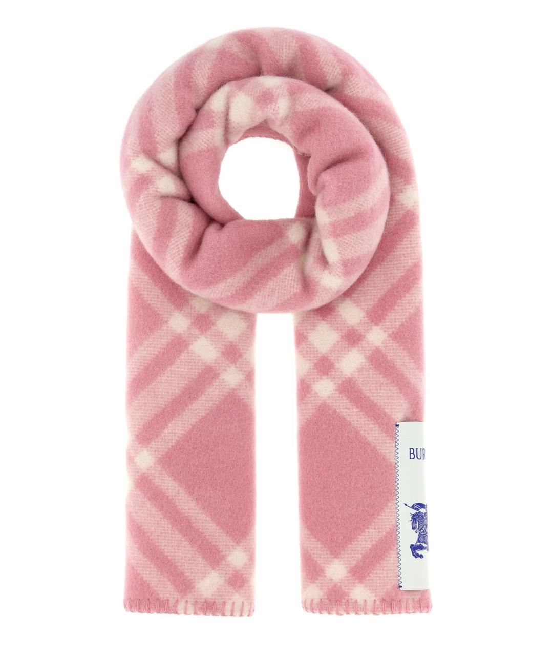 BURBERRY Розовый шерстяной шарф, фото 1