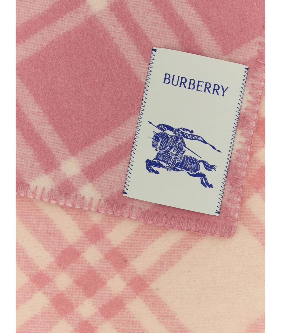 BURBERRY Розовый шерстяной шарф, фото 2