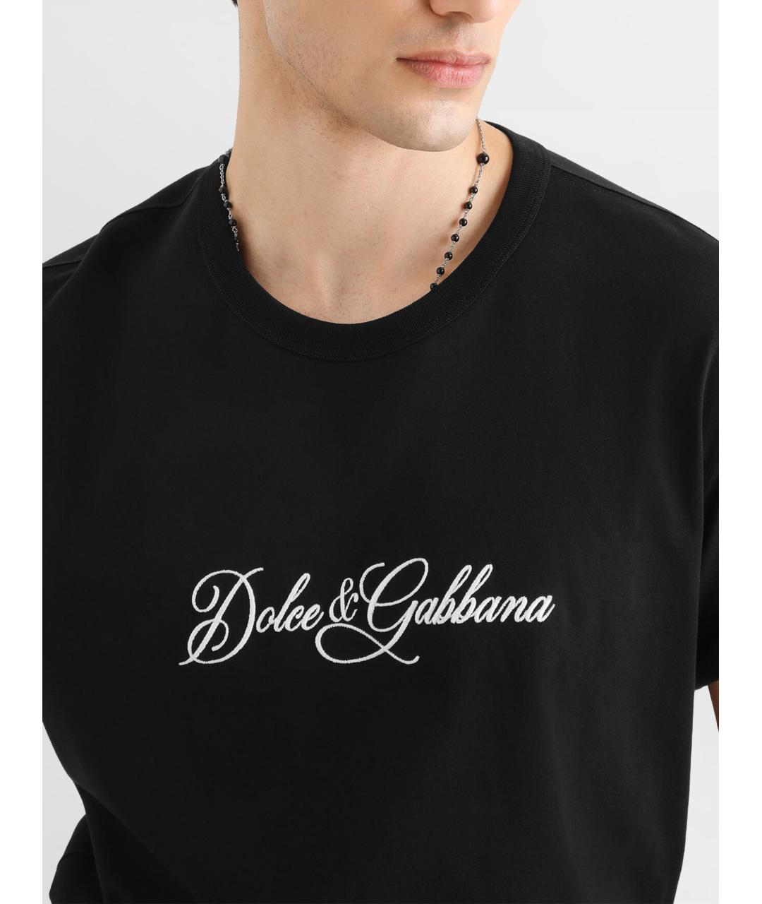 DOLCE&GABBANA Черная хлопковая футболка, фото 4