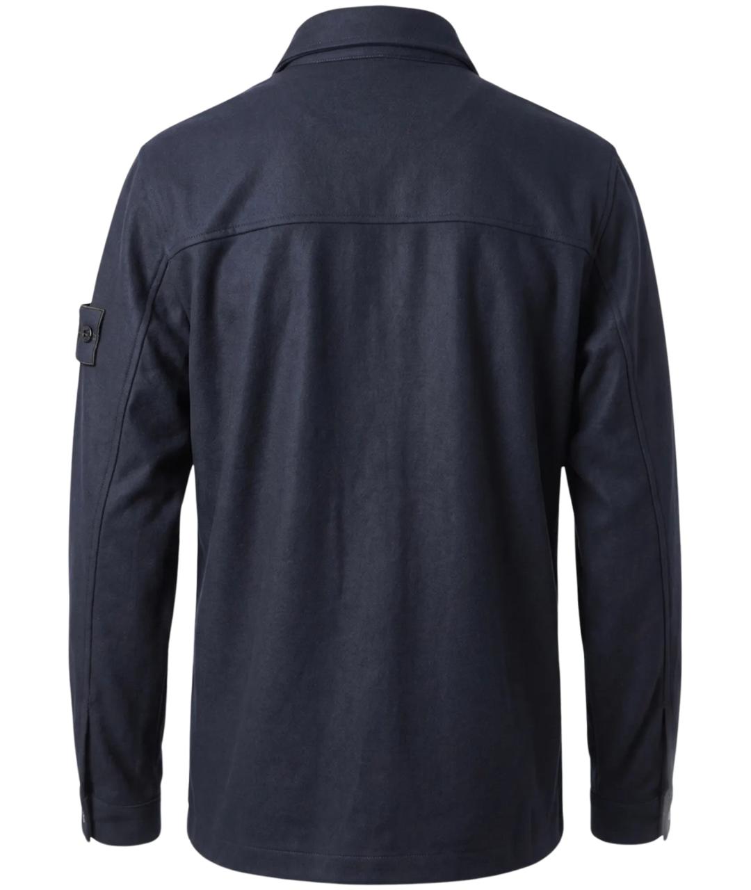 STONE ISLAND Темно-синяя шерстяная кэжуал рубашка, фото 2