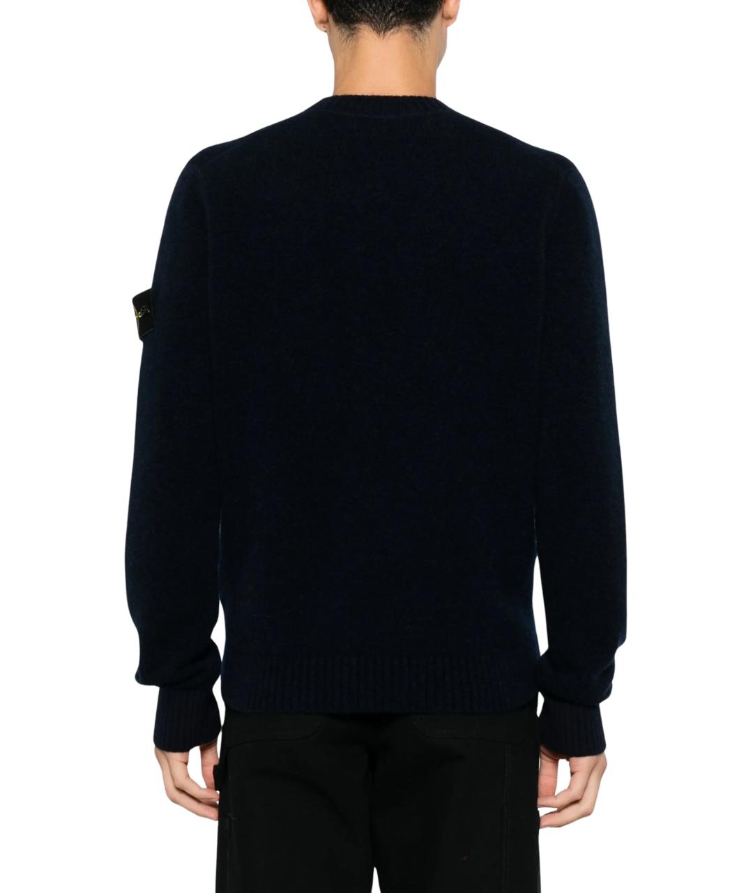 STONE ISLAND Темно-синий шерстяной джемпер / свитер, фото 3