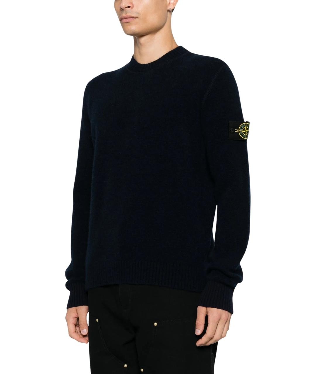 STONE ISLAND Темно-синий шерстяной джемпер / свитер, фото 2