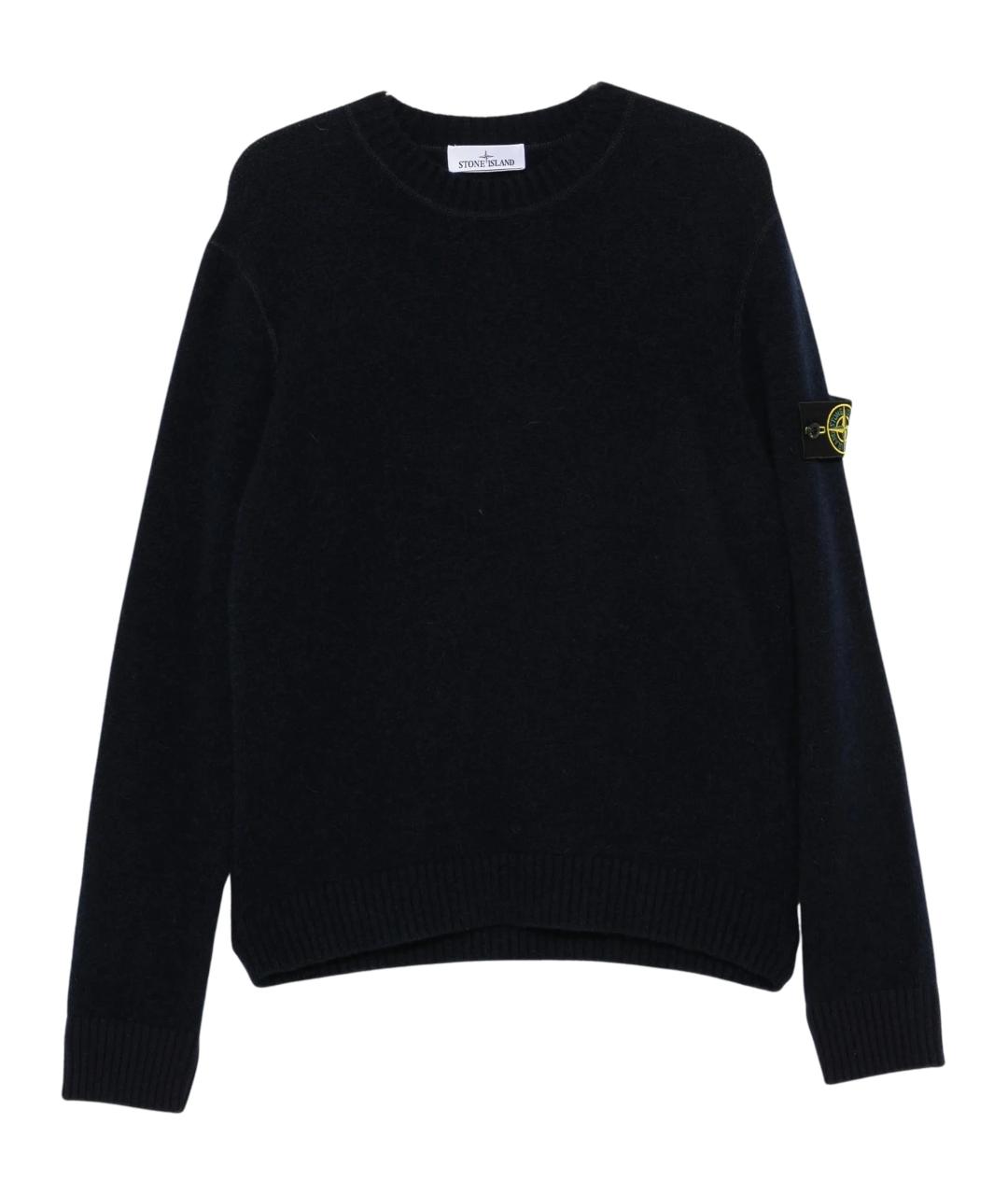 STONE ISLAND Темно-синий шерстяной джемпер / свитер, фото 1