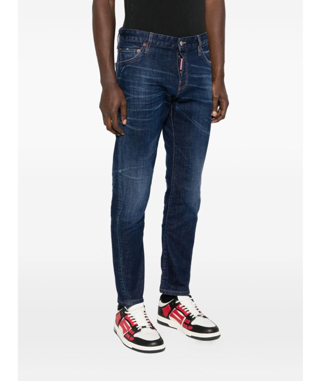 DSQUARED2 Синие хлопковые прямые джинсы, фото 3
