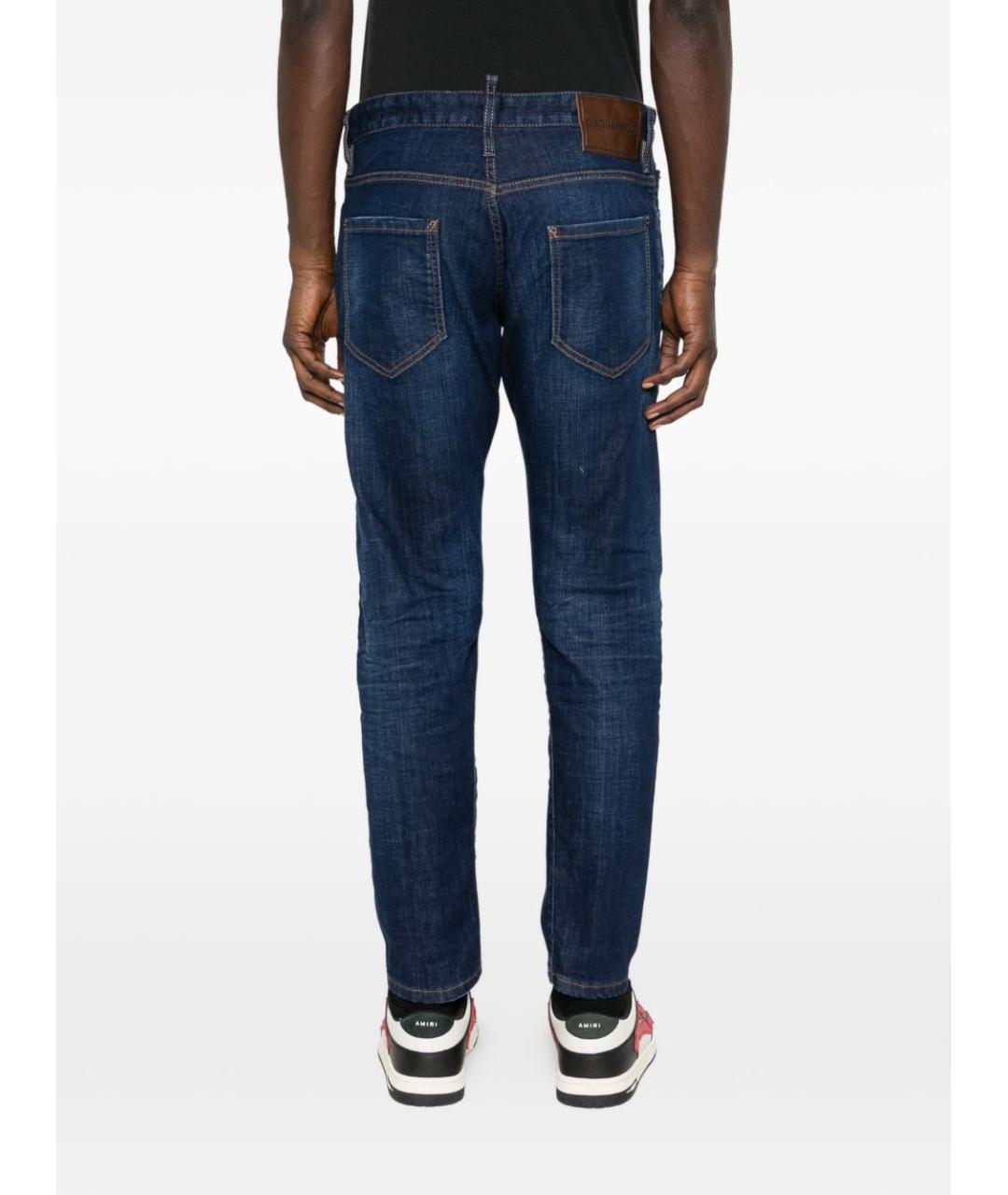 DSQUARED2 Синие хлопковые прямые джинсы, фото 2