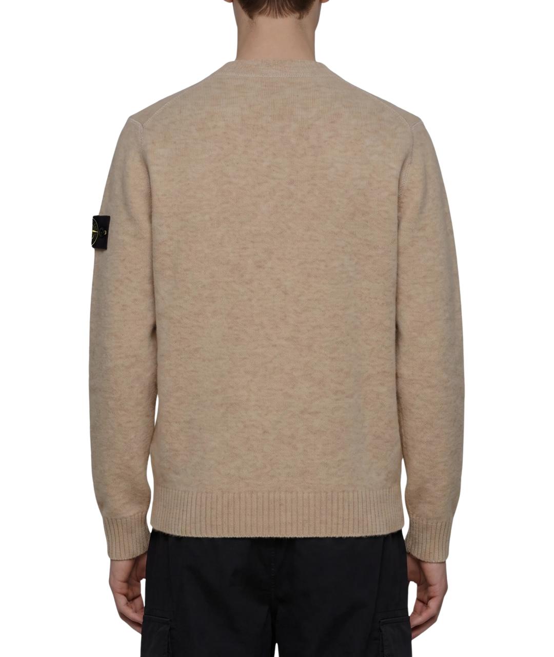 STONE ISLAND Бежевый шерстяной джемпер / свитер, фото 4