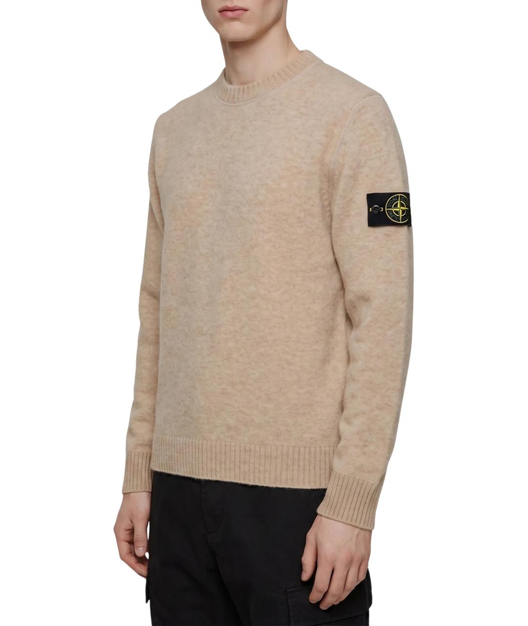 STONE ISLAND Бежевый шерстяной джемпер / свитер, фото 3