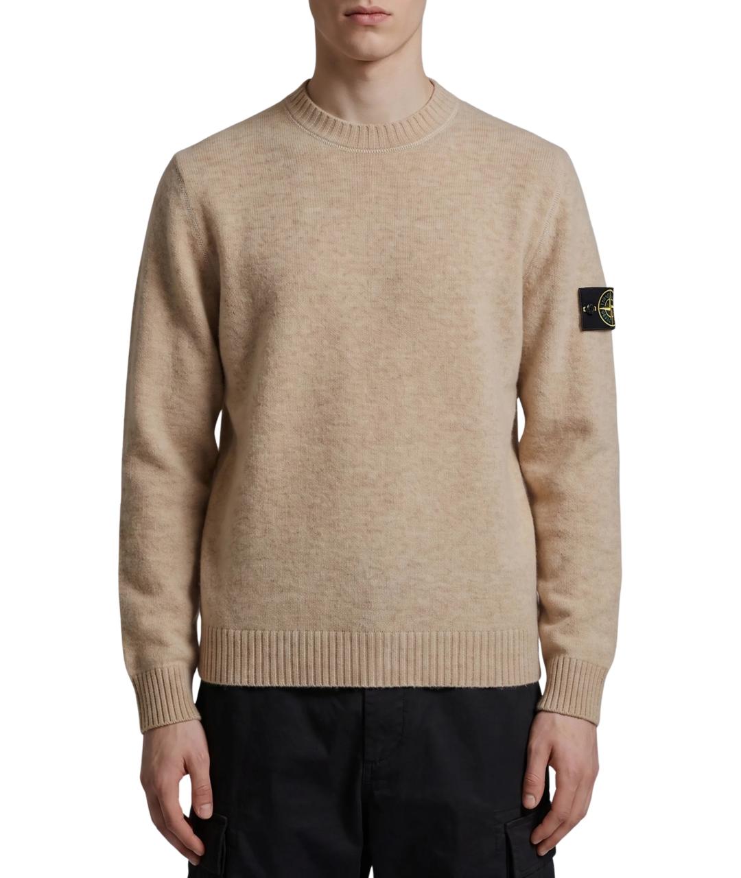 STONE ISLAND Бежевый шерстяной джемпер / свитер, фото 2