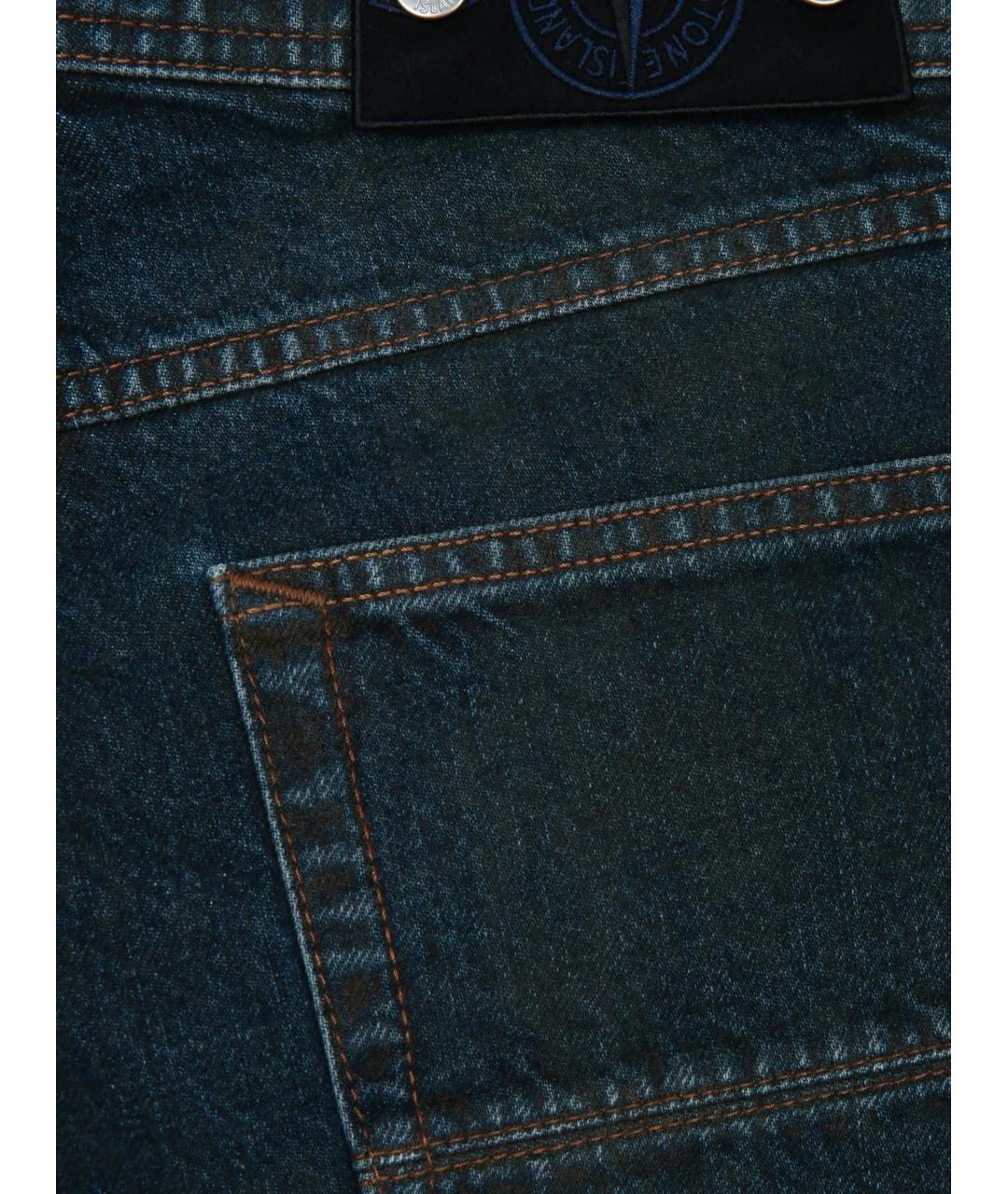 STONE ISLAND Синие хлопковые прямые джинсы, фото 3