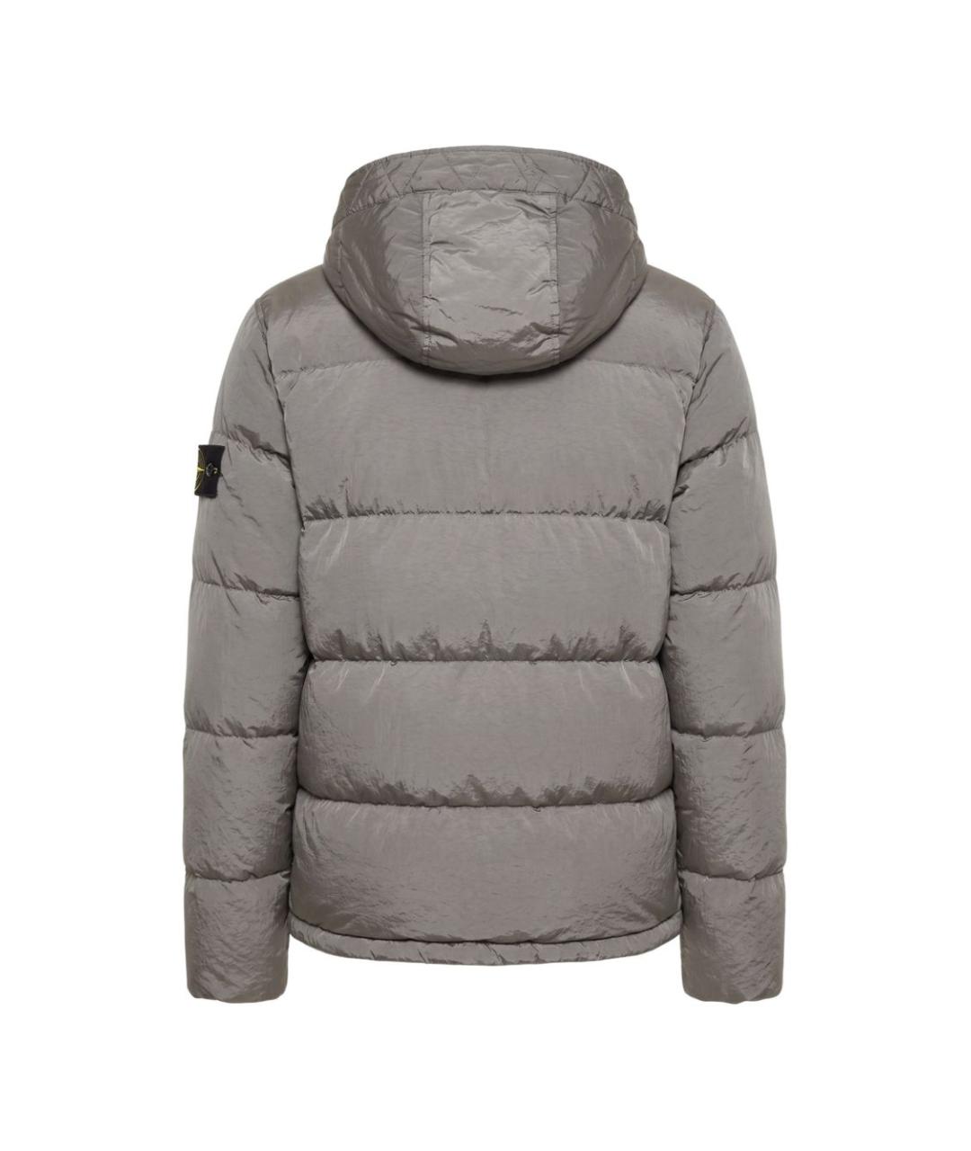 STONE ISLAND Серое полиамидовое пальто, фото 2