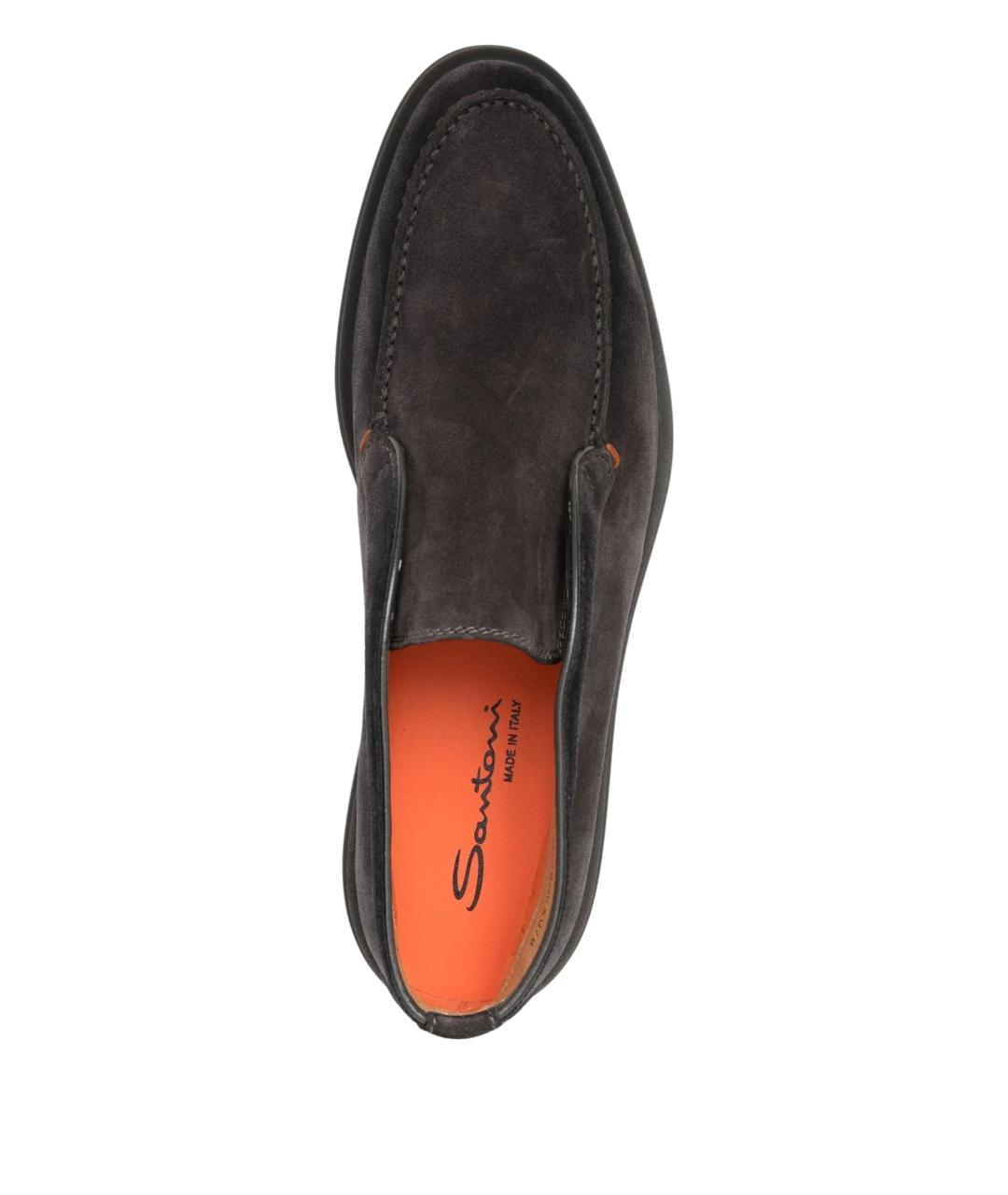 SANTONI Серые кожаные низкие ботинки, фото 3