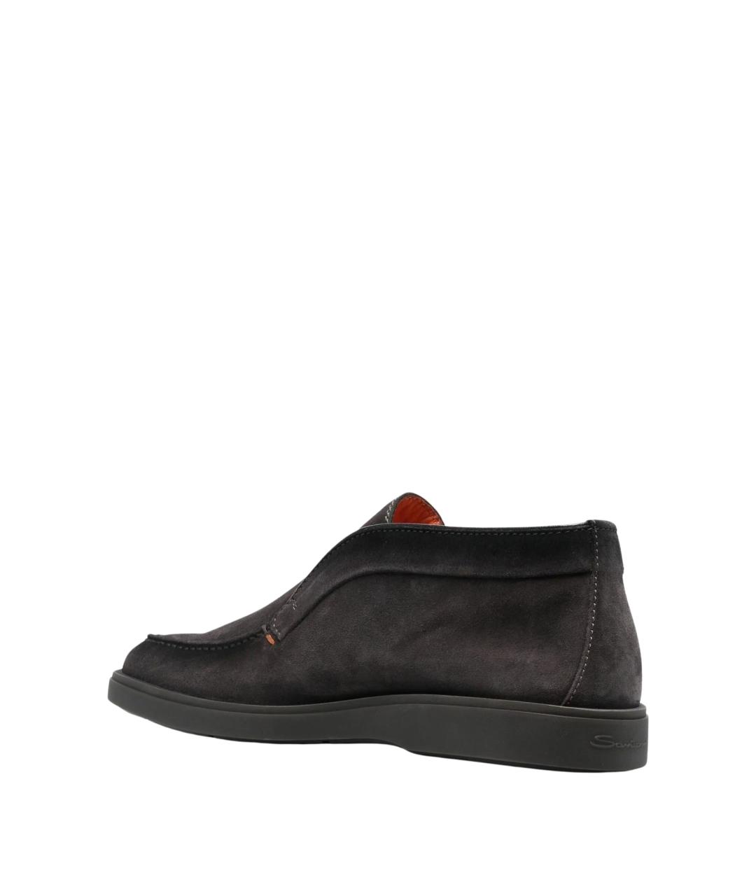 SANTONI Серые кожаные низкие ботинки, фото 4