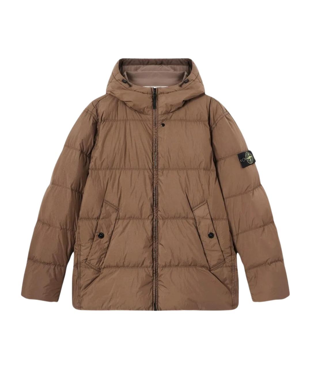 STONE ISLAND Бежевый полиамидовый пуховик, фото 1