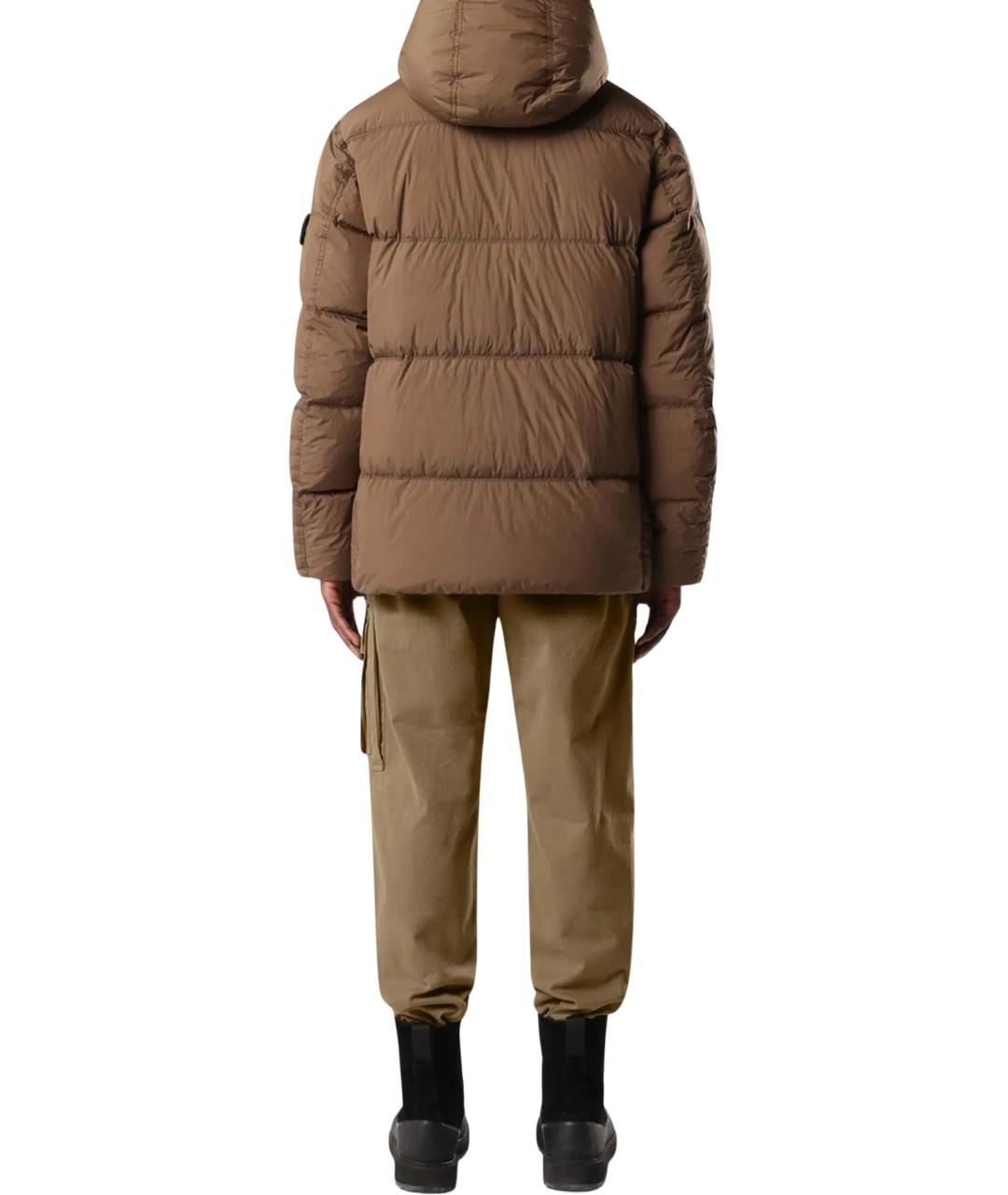STONE ISLAND Бежевый полиамидовый пуховик, фото 3