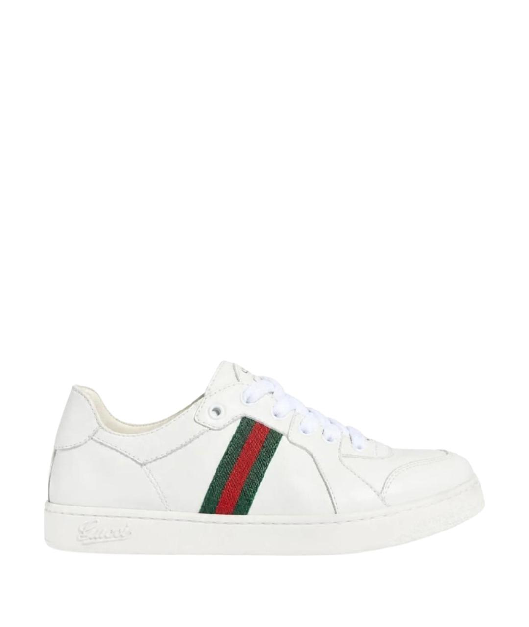 GUCCI Белые кожаные кеды, фото 1