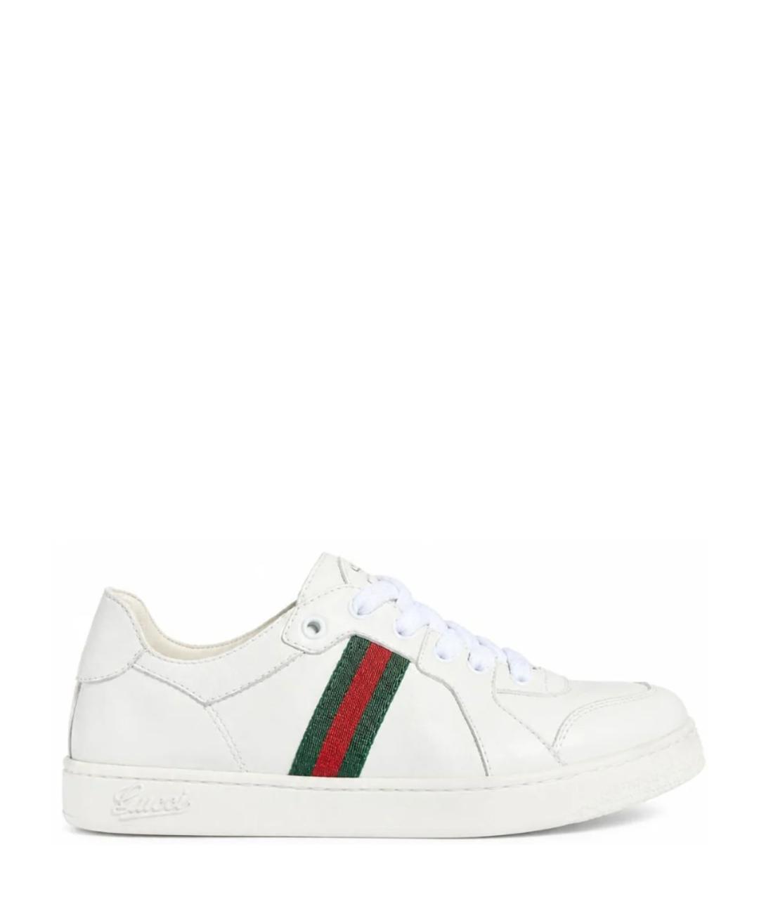 GUCCI Белые кожаные кеды, фото 3