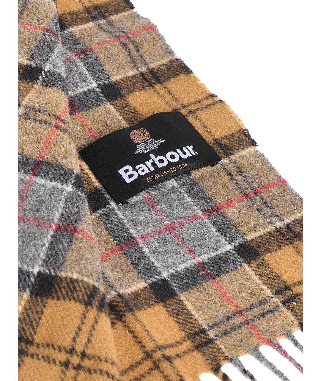 BARBOUR Бежевый шерстяной шарф, фото 3