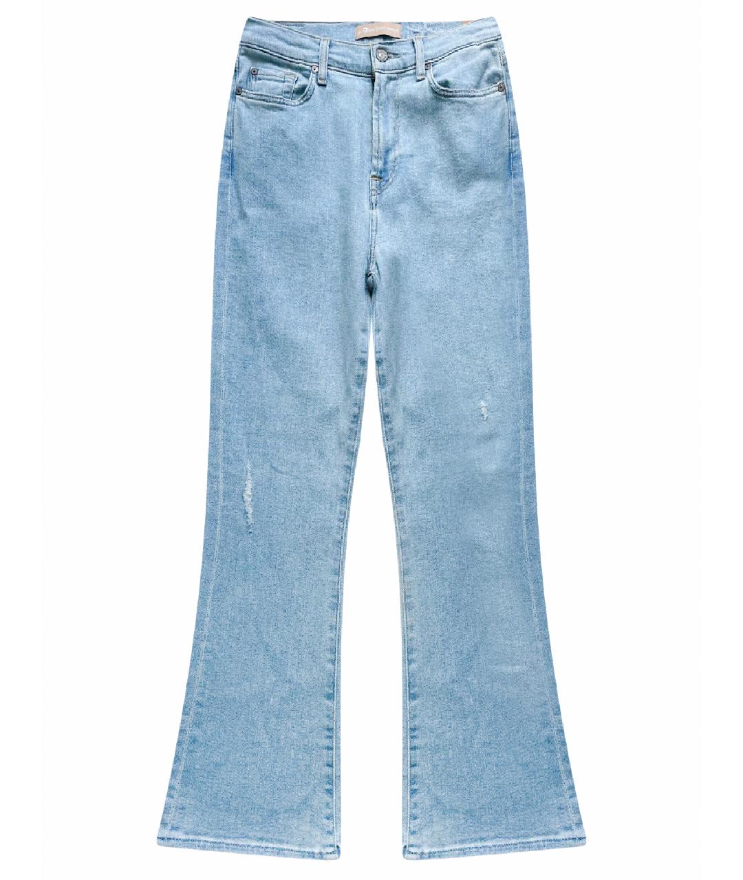 7 FOR ALL MANKIND Голубые хлопко-эластановые джинсы клеш, фото 1