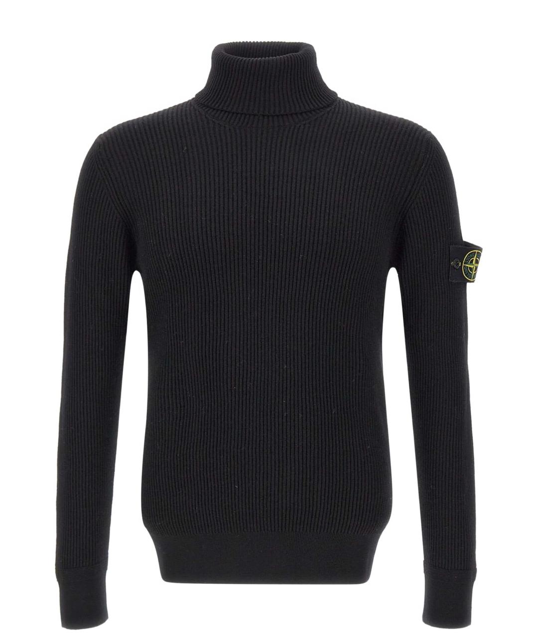 STONE ISLAND Черная шерстяная водолазка, фото 1
