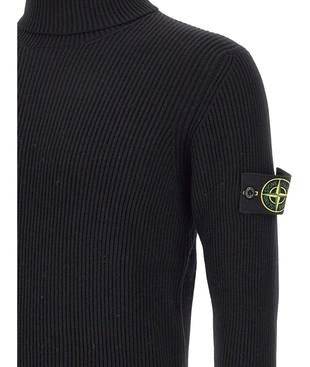 STONE ISLAND Черная шерстяная водолазка, фото 3