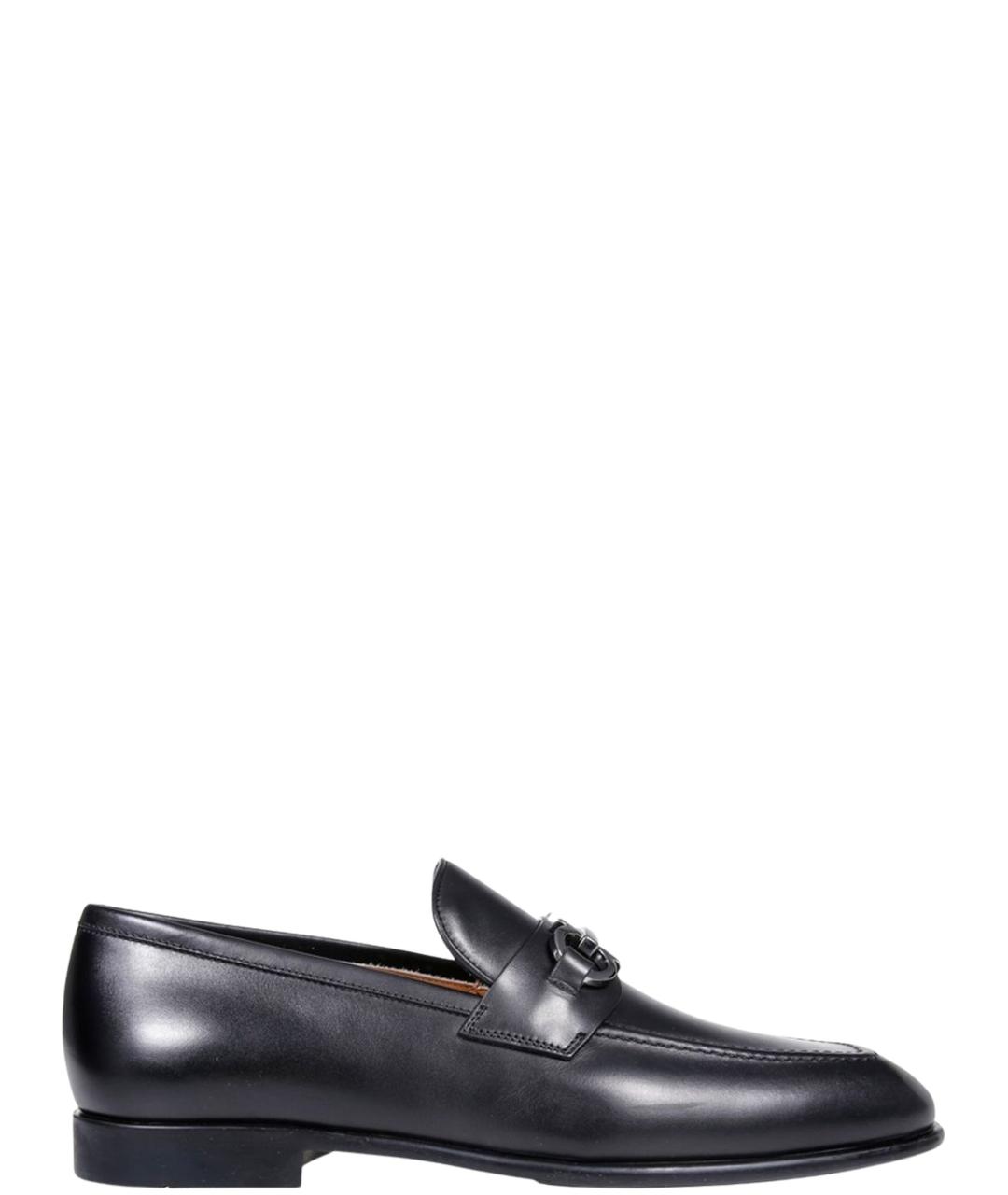 FERRAGAMO Черные кожаные лоферы, фото 5