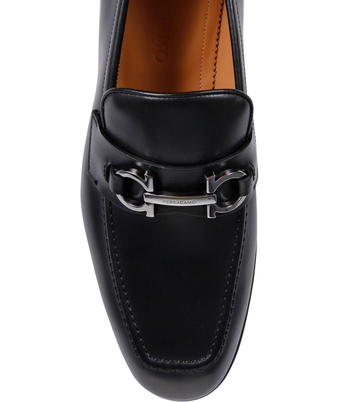FERRAGAMO Черные кожаные лоферы, фото 4
