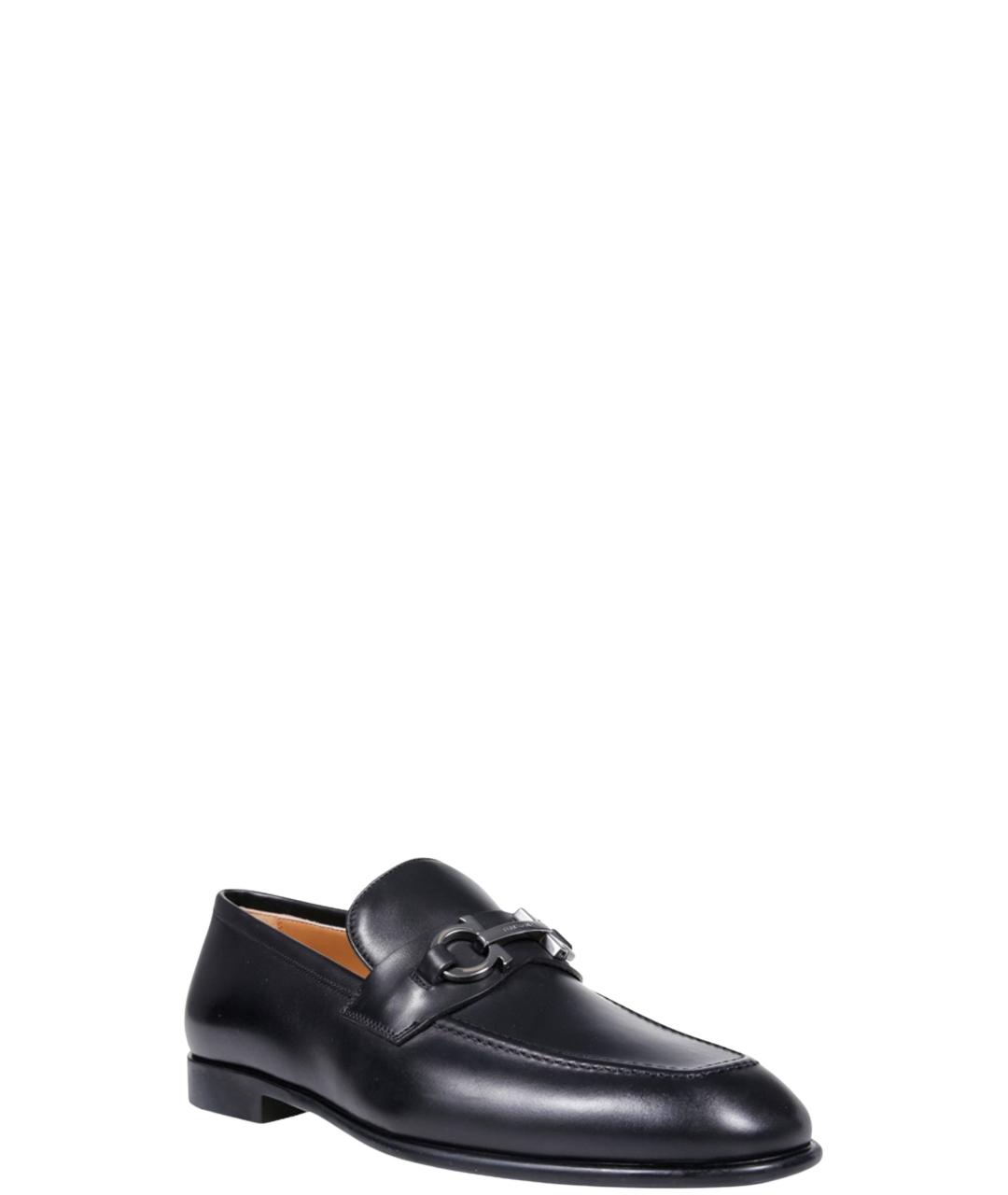 FERRAGAMO Черные кожаные лоферы, фото 2
