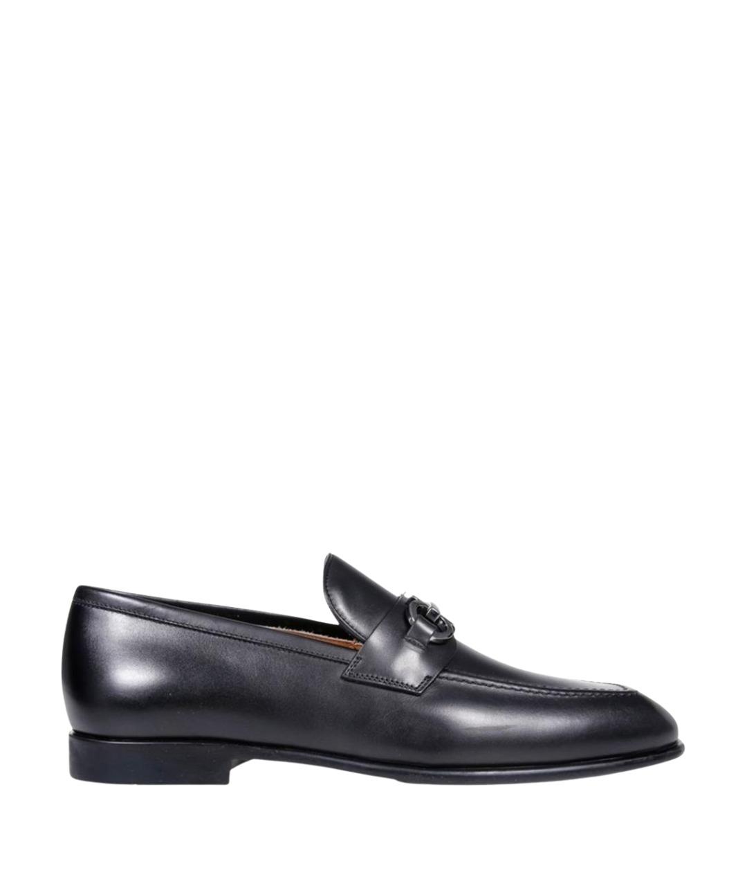 FERRAGAMO Черные кожаные лоферы, фото 1
