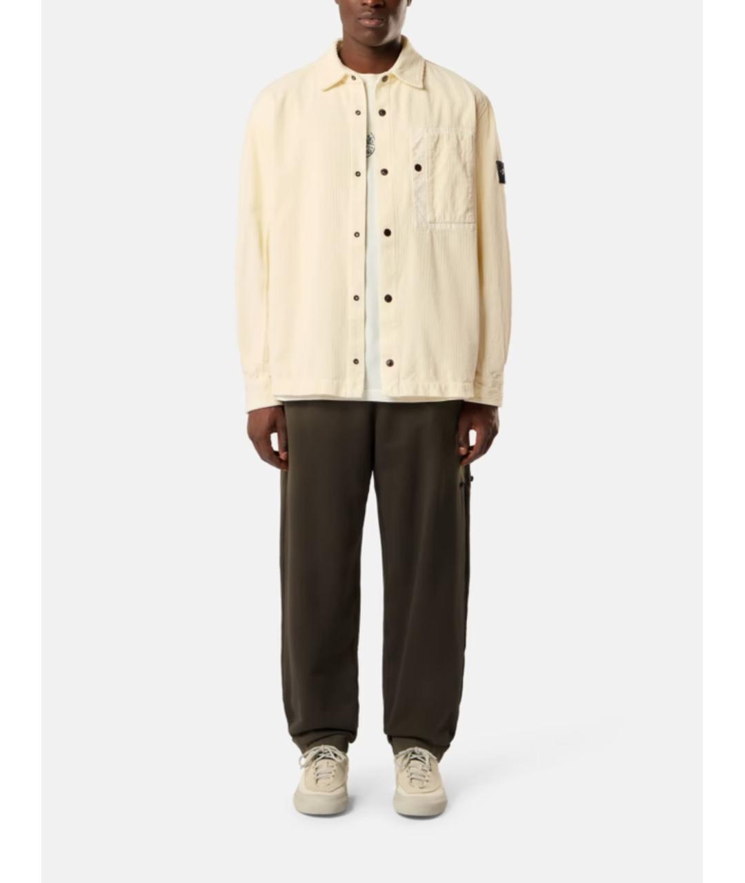 STONE ISLAND Бежевая хлопковая кэжуал рубашка, фото 2