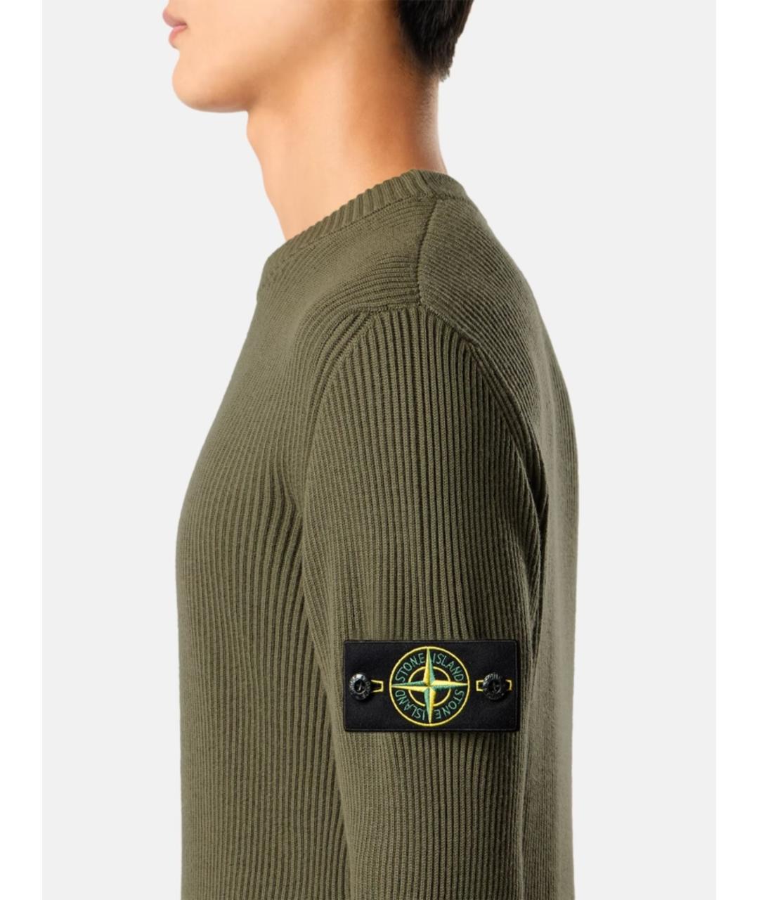 STONE ISLAND Хаки шерстяной джемпер / свитер, фото 4