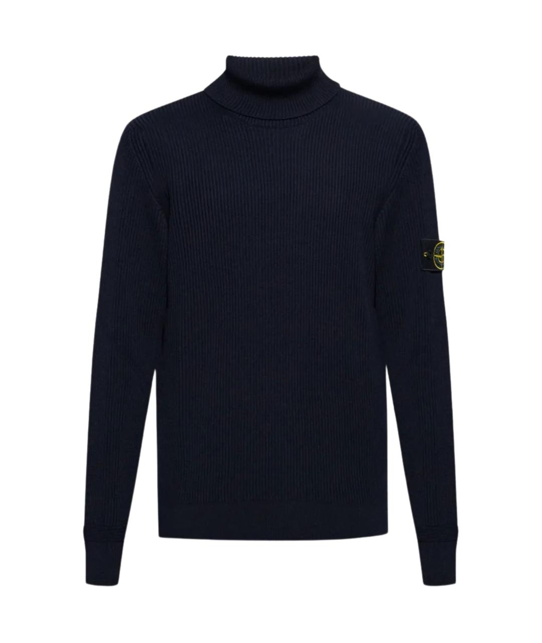 STONE ISLAND Синяя шерстяная водолазка, фото 1