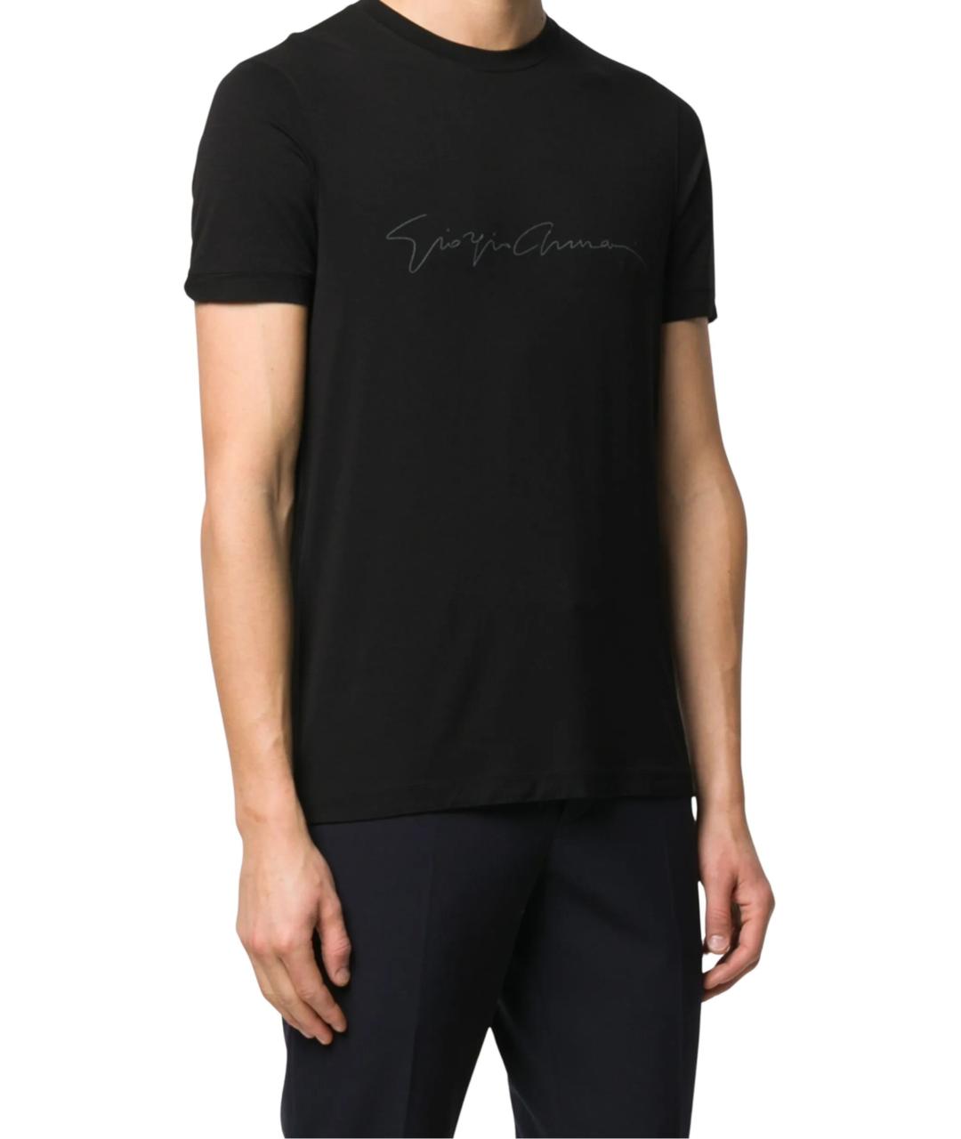 GIORGIO ARMANI Черная хлопко-полиэстеровая футболка, фото 2
