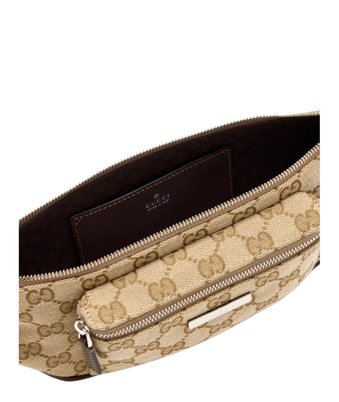 GUCCI Бежевая поясная сумка из канвы, фото 4