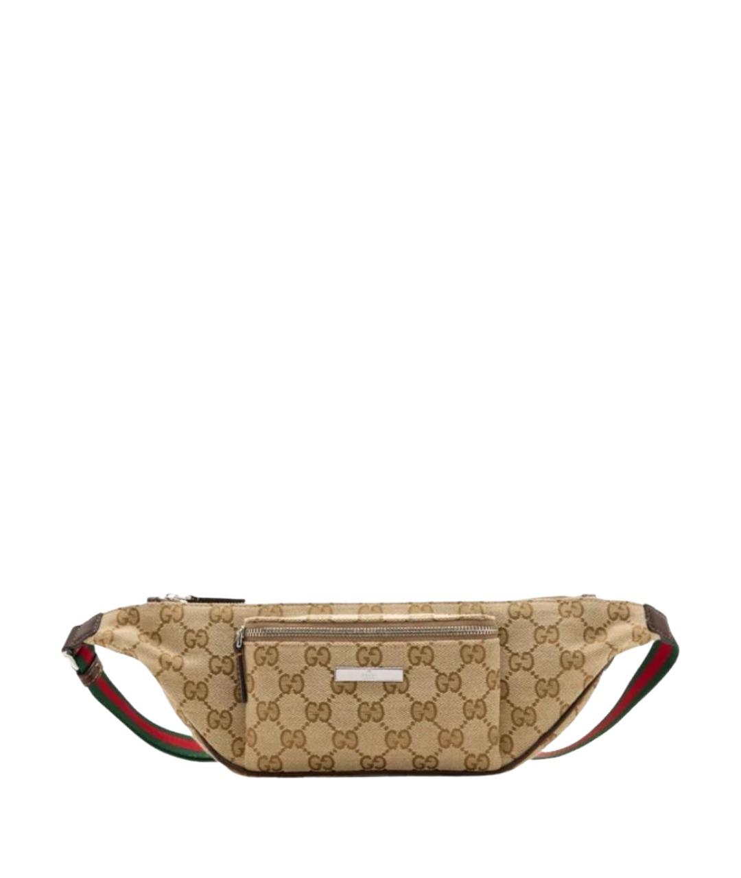 GUCCI Бежевая поясная сумка из канвы, фото 1