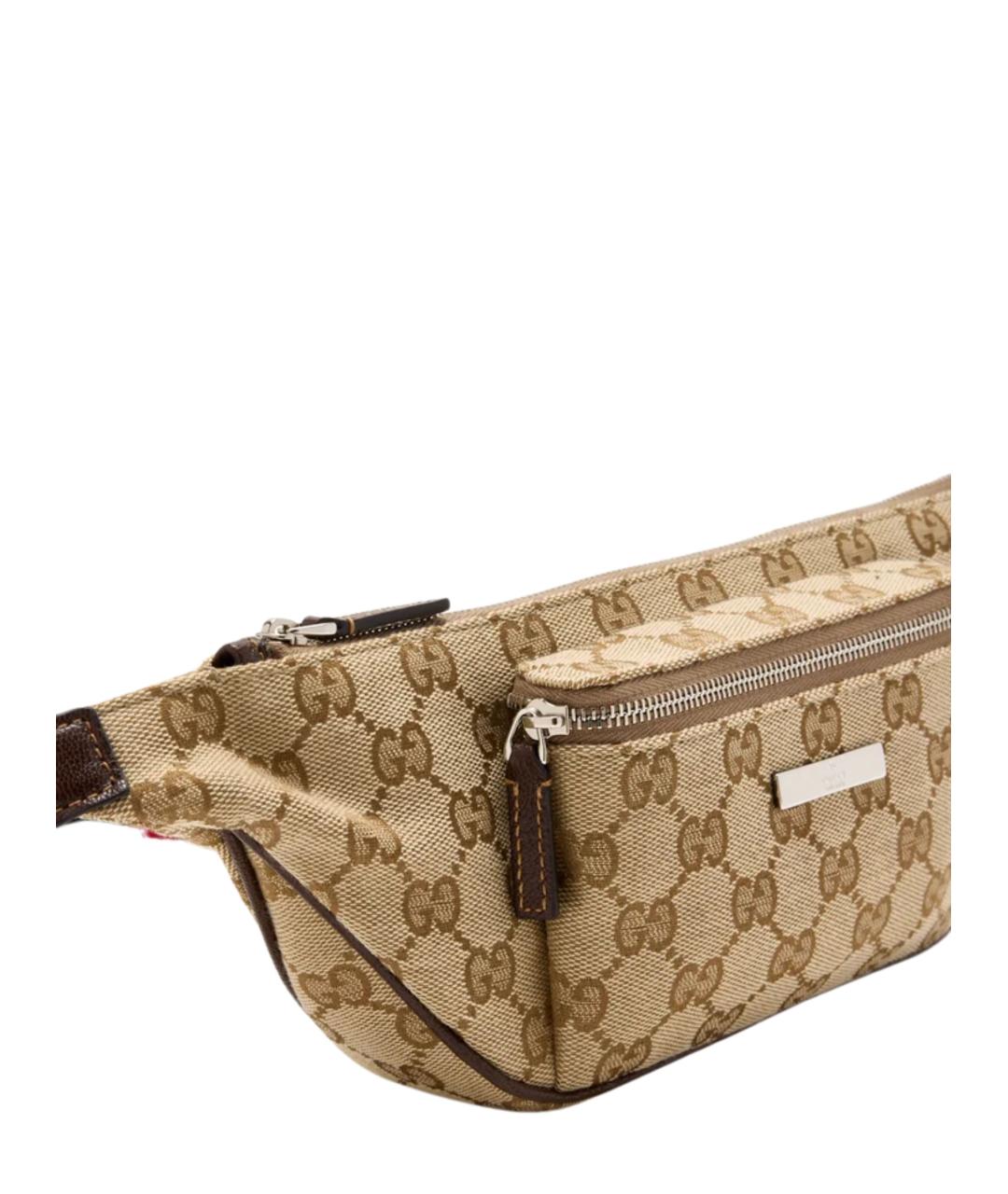 GUCCI Бежевая поясная сумка из канвы, фото 3