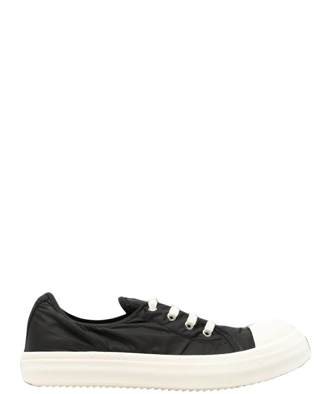 RICK OWENS Черные текстильные низкие кроссовки / кеды, фото 5