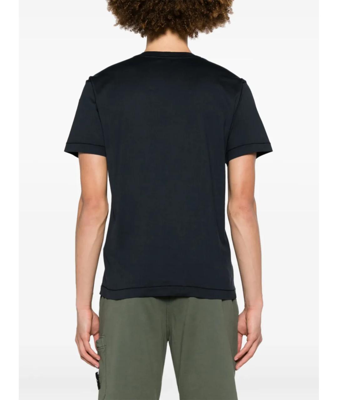 STONE ISLAND Темно-синяя хлопковая футболка, фото 4