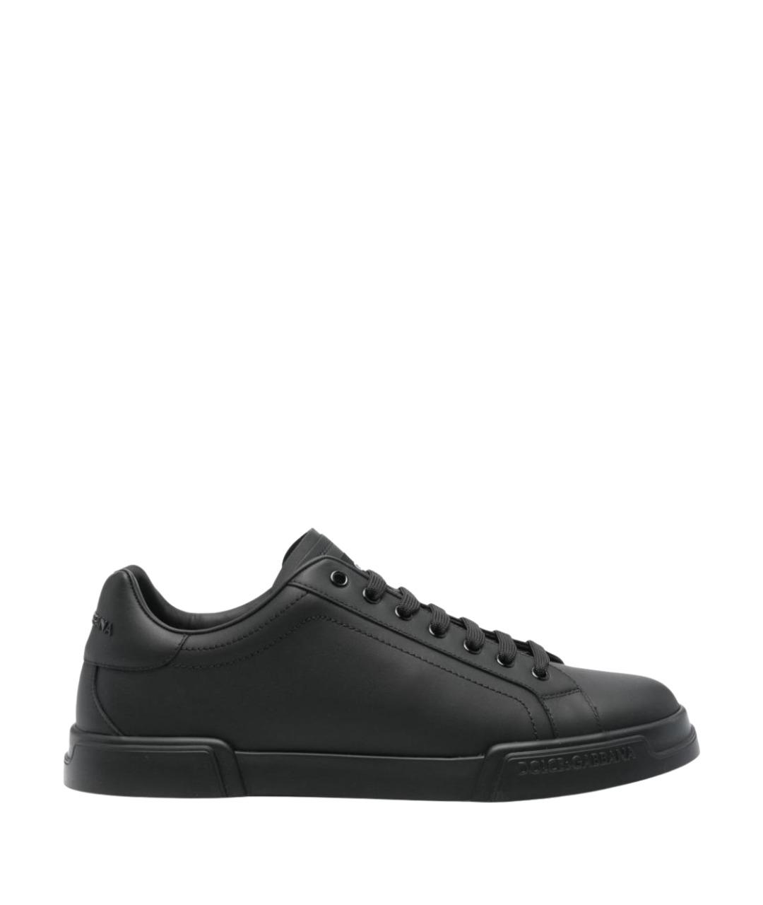 DOLCE&GABBANA Черные кожаные низкие кроссовки / кеды, фото 1