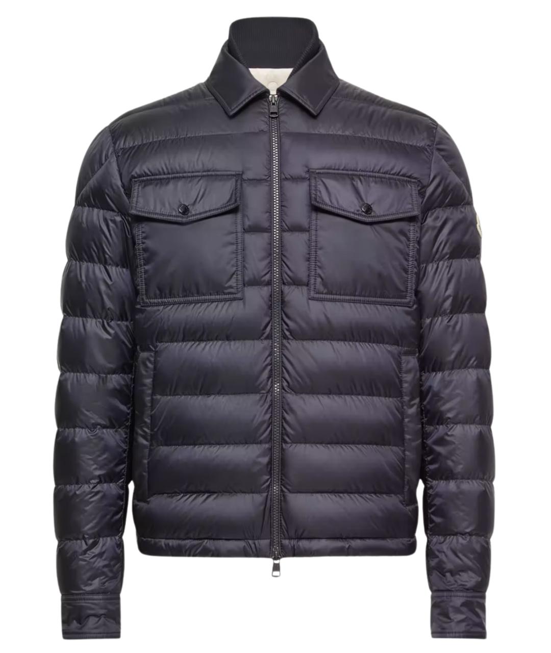 MONCLER Темно-синий синтетический пуховик, фото 1