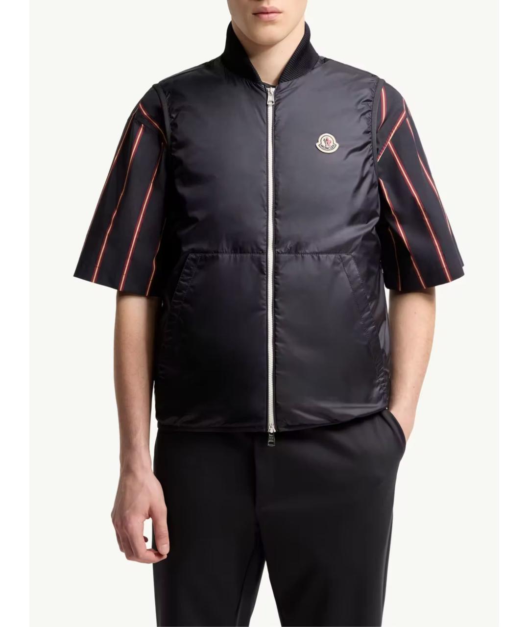 MONCLER Темно-синий синтетический пуховик, фото 3