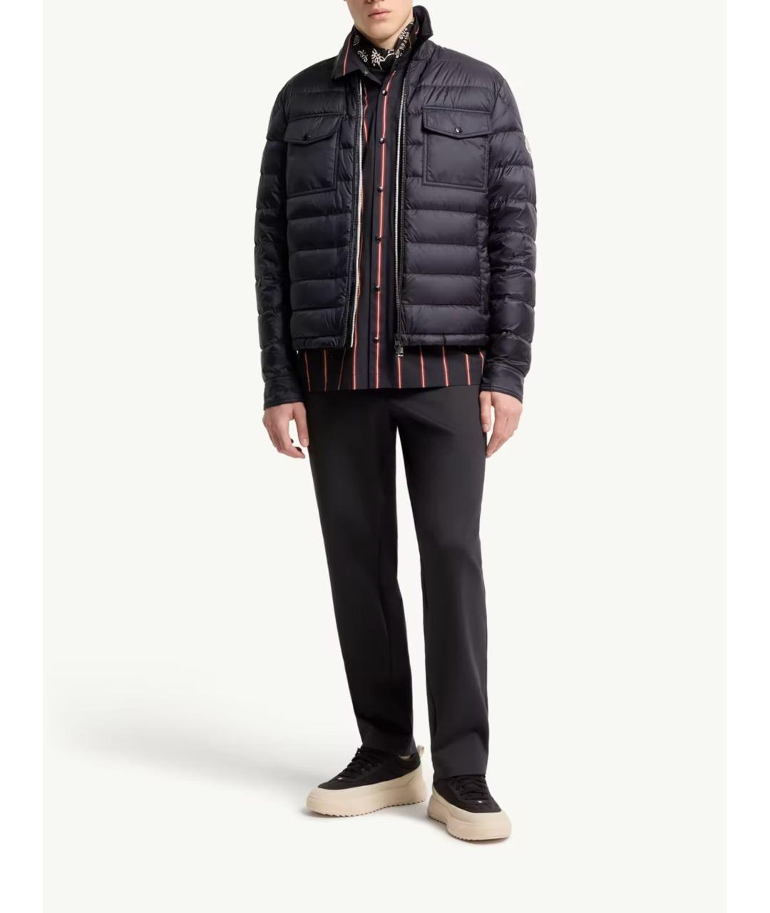 MONCLER Темно-синий синтетический пуховик, фото 2
