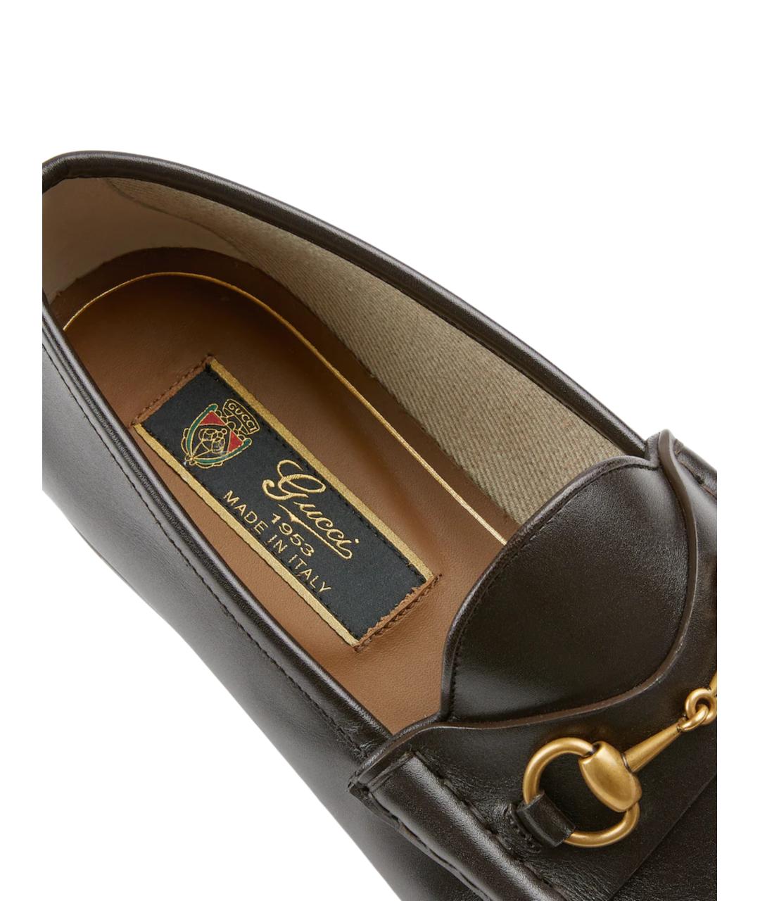 GUCCI Коричневые кожаные лоферы, фото 4