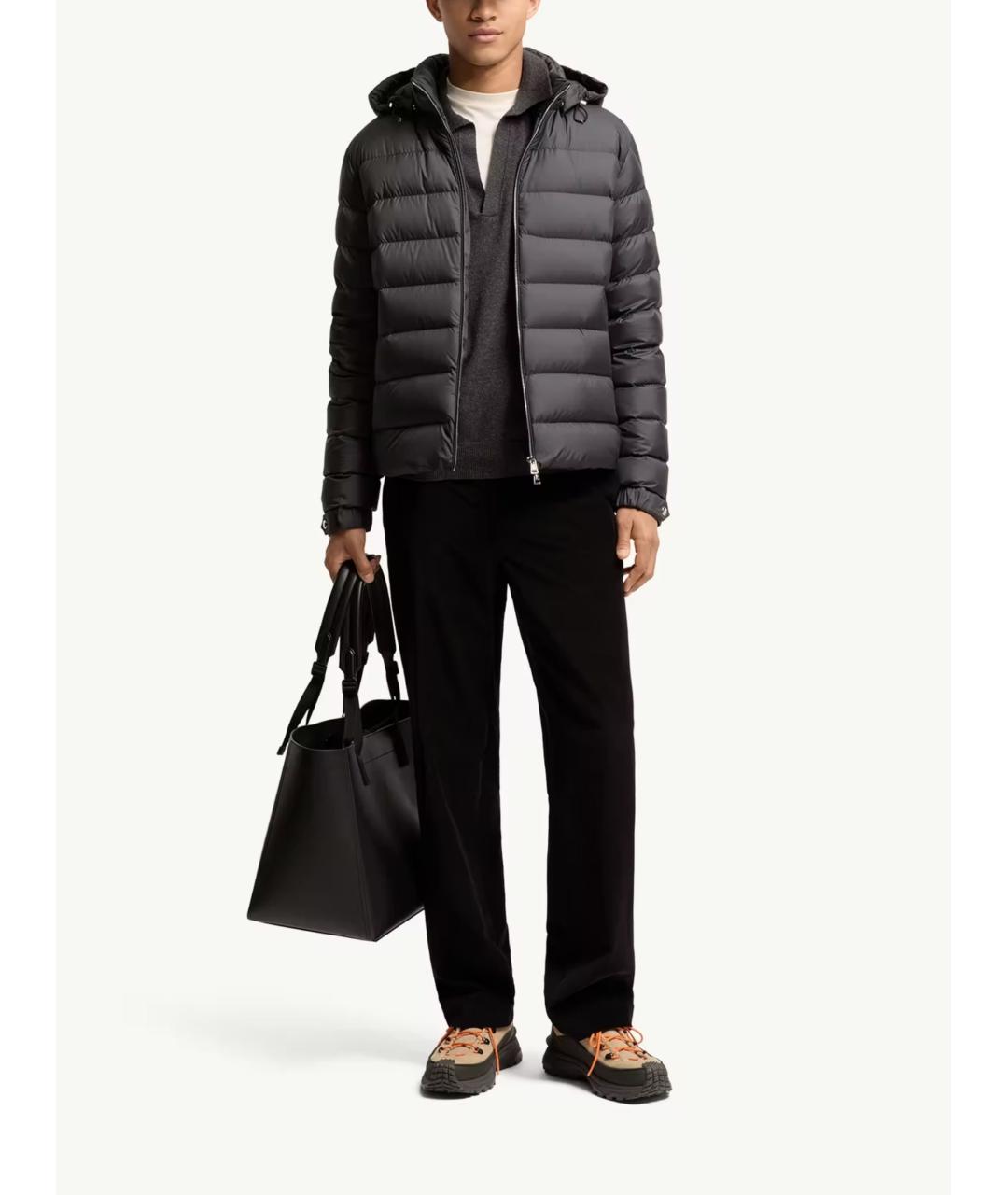 MONCLER Черный полиэстеровый пуховик, фото 2